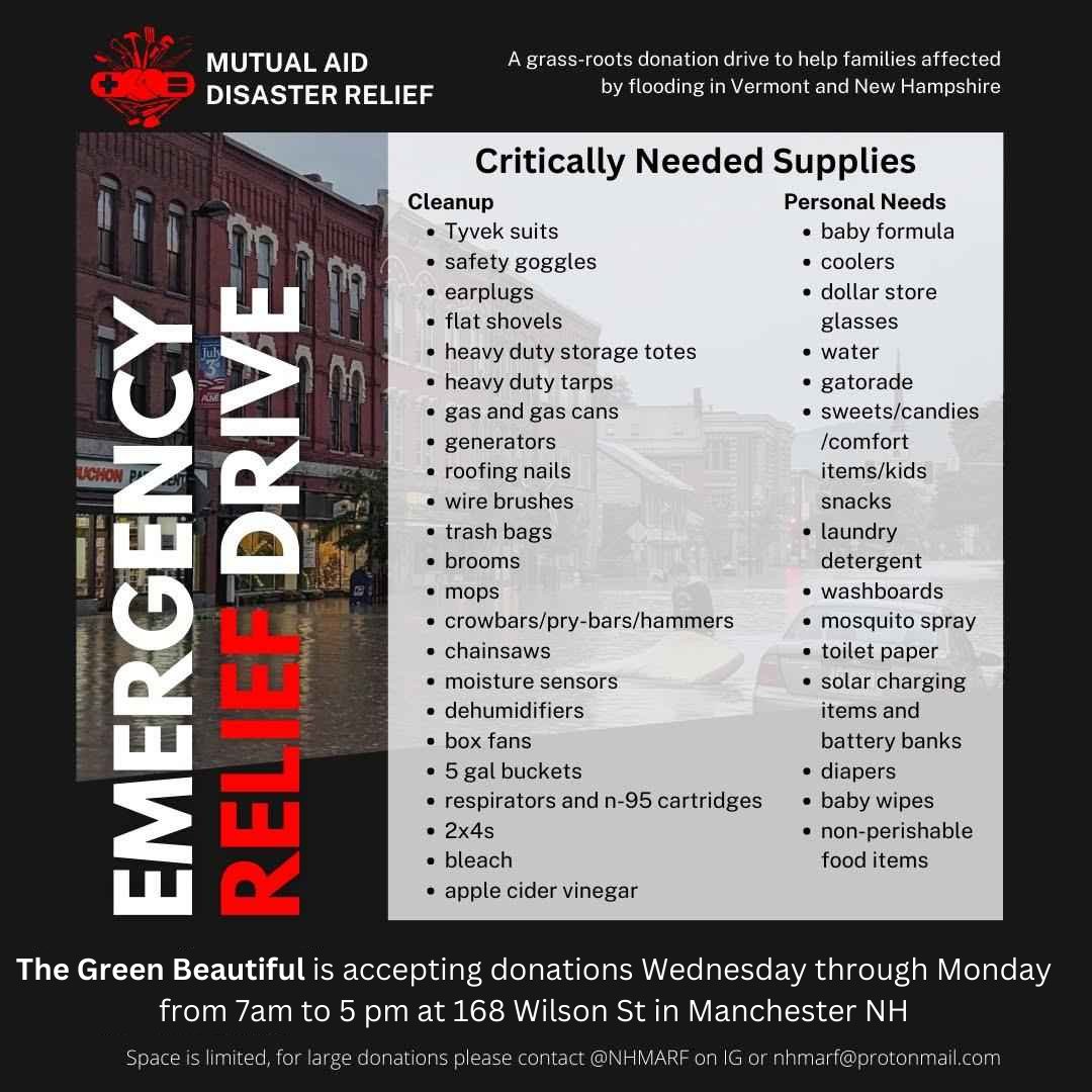 nhmarf's tweet photo. All four flood relief locations in one image! Four locations? That's right, we have added one additional location, The Green Beautiful in Manchester! Please keep sharing, we are working with @MutualAidRelief to make deliveries throughout this rainy season! https://t.co/OQEO6RLG8a
