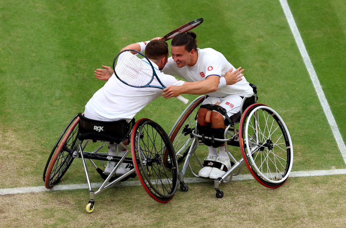 Wheelchair Tennis (LTA) (@wchairtennisgb) on Twitter photo 5⃣ <a href="/Wimbledon/">Wimbledon</a> titles 🏆
1⃣8⃣ Grand Slam doubles titles 🏆
<a href="/alfiehewett6/">Alfie Hewett</a> <a href="/GordonReid91/">Gordon Reid</a> beat Miki and Oda 3-6, 6-0 6-3 🙌🙌🙌
#BackTheBrits 🇬🇧 | #wheelchairtennis | #Wimbledon 5⃣ <a href="/Wimbledon/">Wimbledon</a> titles 🏆
1⃣8⃣ Grand Slam doubles titles 🏆
<a href="/alfiehewett6/">Alfie Hewett</a> <a href="/GordonReid91/">Gordon Reid</a> beat Miki and Oda 3-6, 6-0 6-3 🙌🙌🙌
#BackTheBrits 🇬🇧 | #wheelchairtennis | #Wimbledon