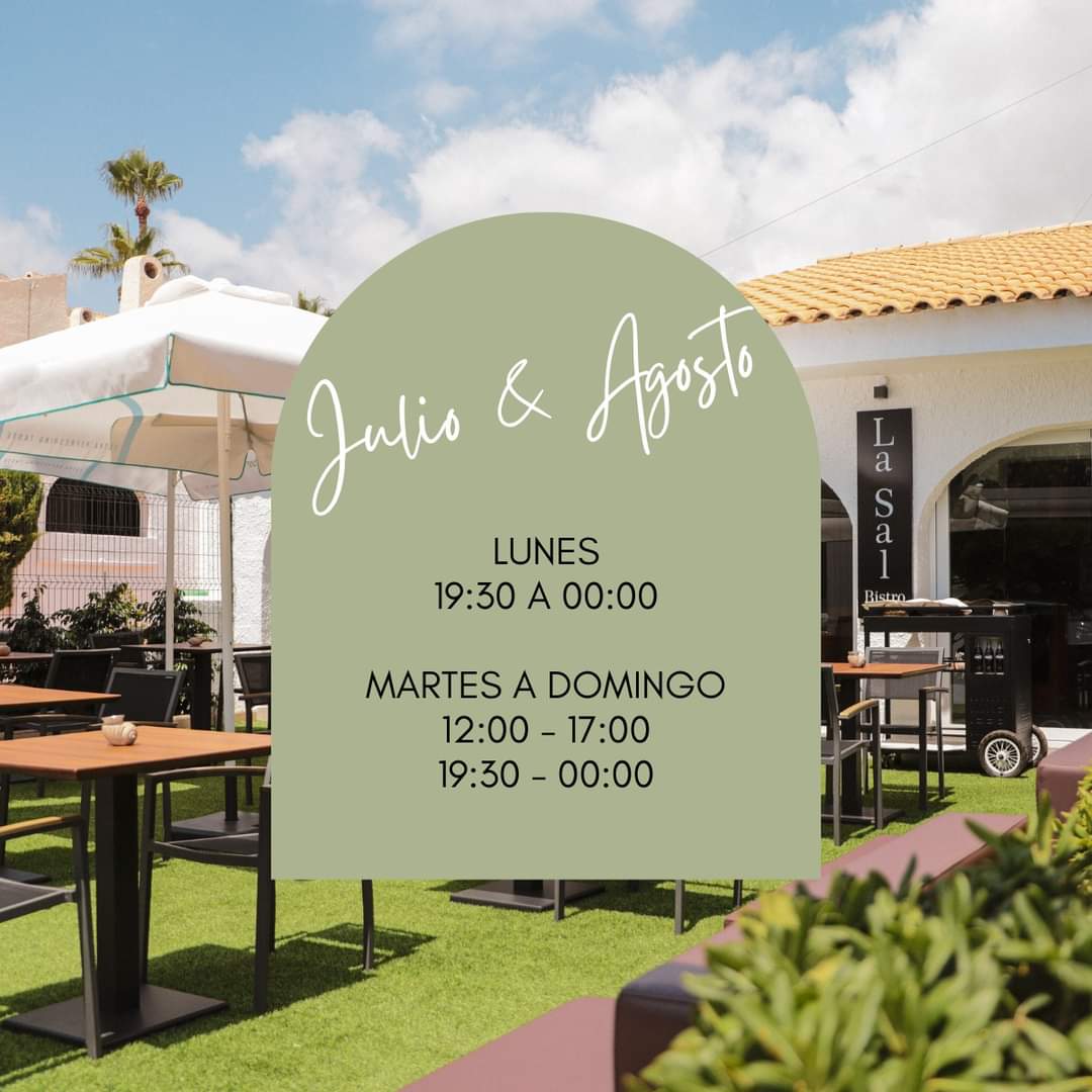 lasalbistro's tweet photo. We extend our opening hours so you can enjoy La Sal Bistro any day of the week. This summer, we are waiting for you at La Sal Bistro! 
And remember, every Saturday night we have live music to accompany your best evening.

📍 Av. Almadraba 9, El Campello

#lasalbistro #elcampello https://t.co/c2mlYMiJnB