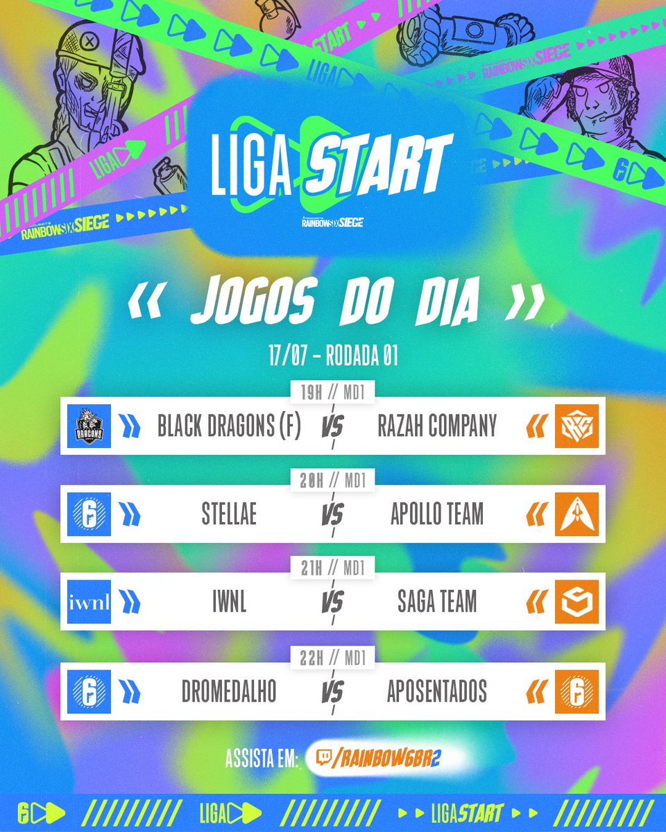 👀 16 times INSANOS dos Tiers 2 e 3 se encontram no Formato SUIÇO 🧀

A FASE #2 da maior VITRINE DO R6 NACIONAL vai de segunda à sexta-feira nesta próxima semana e ESTES SÃO OS JOGOS DO 1º DIA, nas Streams A e B 🎙️

Anote os horários e não perca nenhum jogo da #LigaStartR6 🔥