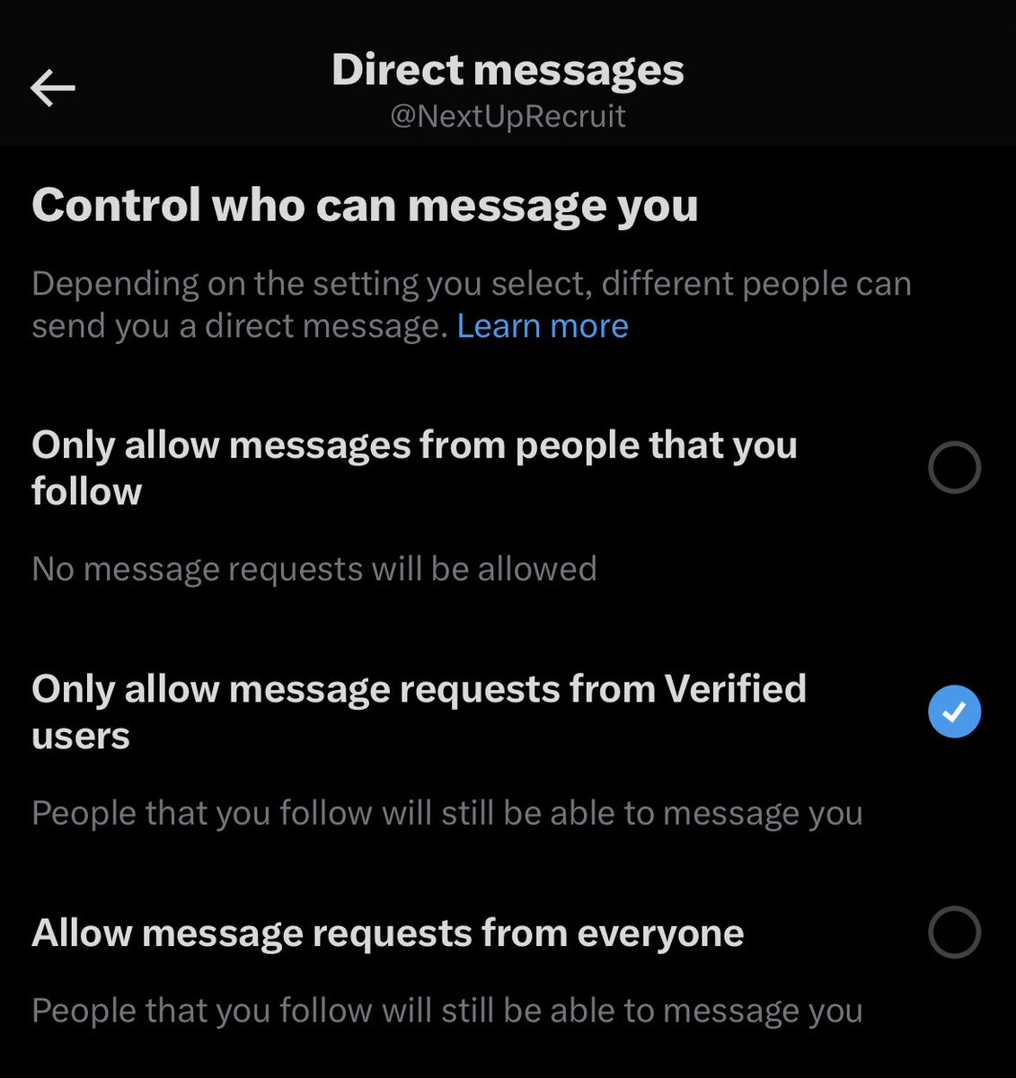 ATHLETES READ THIS 🚨

In Twitters last update, your DM settings were adjusted to only allow verified accounts to message you! Please change your setting to allow yourself to be messaged by everyone so coaches can engage with you! 🤝

Please RT to spread the word!