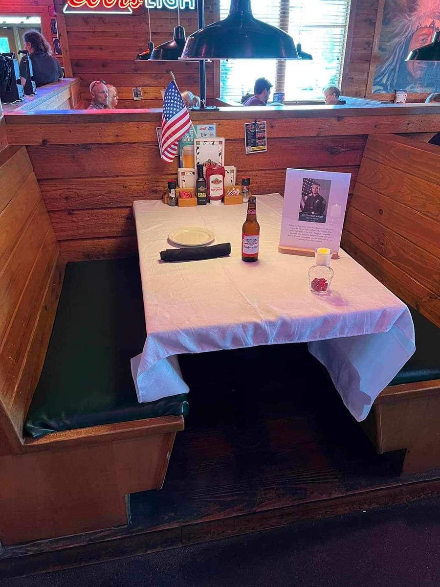 Texas Roadhouse here in Fargo has a table reserved for the fallen officer from Friday’s shooting.