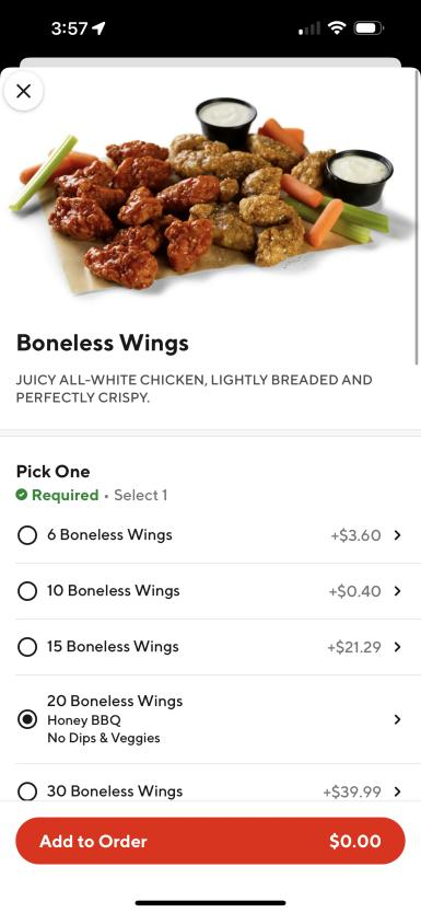There's a GLITCH right now making x20 Boneless Wings FREE with the DOOR DASH APP! 🏃

Open the APP, go to Buffalo Wild Wings, &amp; Search for "Boneless Wings"! 

You can even add multiples! I just ordered EIGHTY! 

Make sure you tip your delivery driver! 🤑