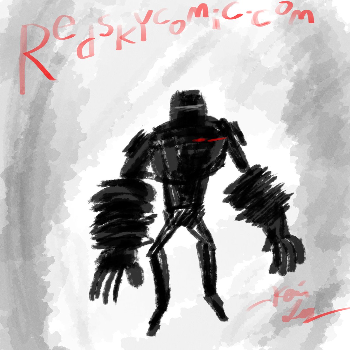 A more abstract piece. I like to use these promo images to try out new styles. #style #comics #red #art #abstractart #nomad #redsky