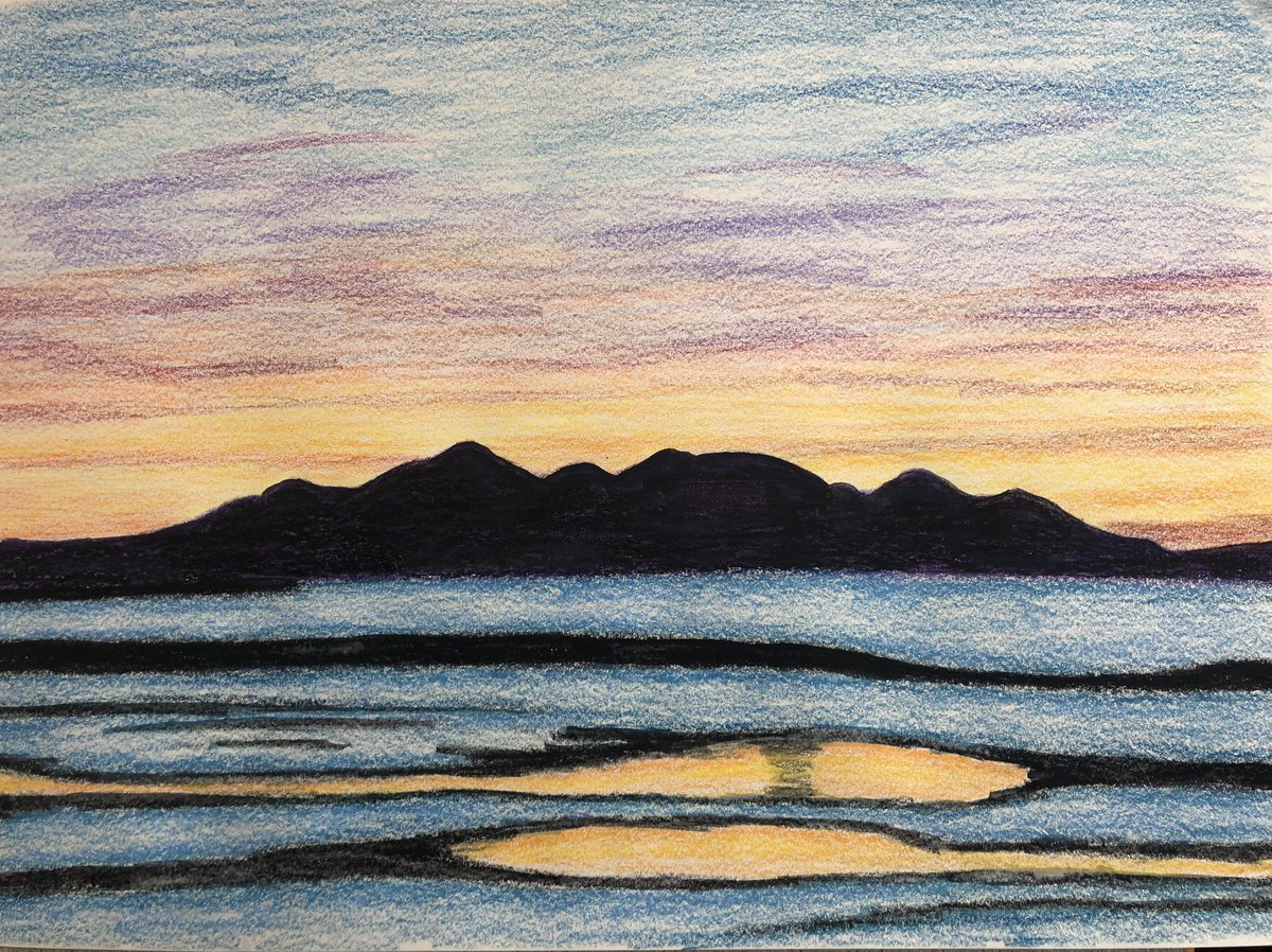 Haven’t had chance to share my experimental work with water-soluble wax crayons- waaay out of my comfort zone. #CastleriggStoneCircle #IsleOfArran  #CarandAche