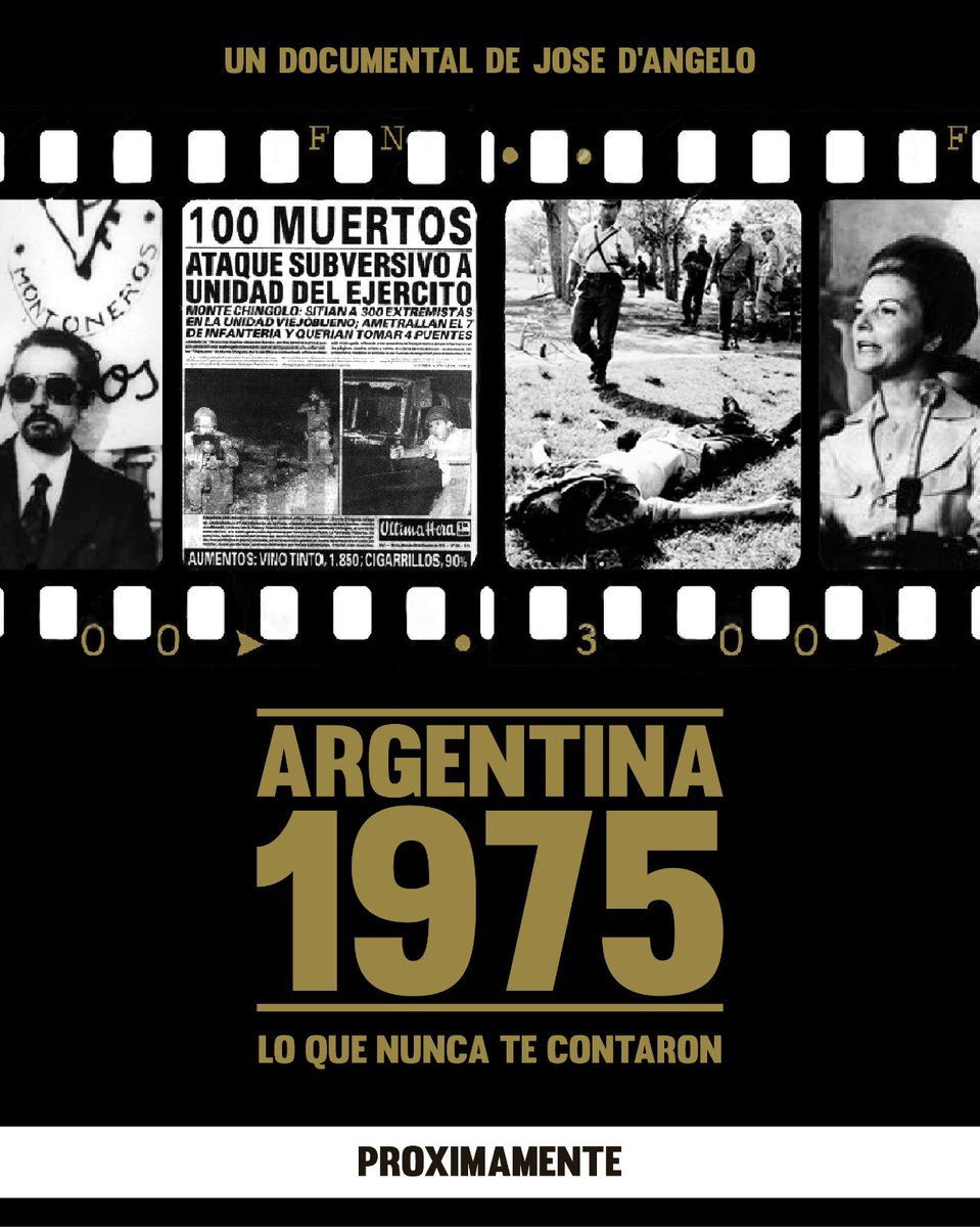 Estimadisimos amigos, compatriotas: el Documental "Argentina, 1975" viene a paso firme, pero está en proceso aún, con mucha demanda horaria y mucho trabajo, pero aún en desarrollo. ¡Gracias por tantas consultas e interés!

#argentina1975