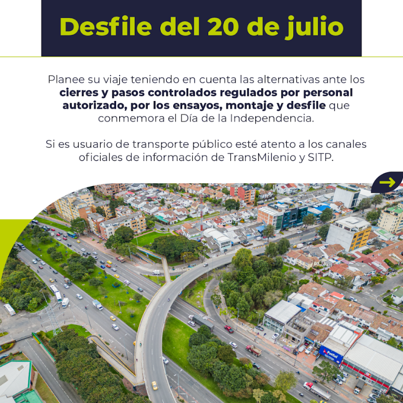 BogotaTransito's tweet image. 🚨ATENCIÓN🚨 

🇨🇴Este año el desfile del 20 de Julio, se realizará en la Av. Boyacá sobre la calzada occidental, sentido norte - sur, entre la Av. Calle 170 y Av. Calle 116.

⚠️Todos los cierres y recomendaciones los encuentras aquí: bit.ly/Desfile20julio