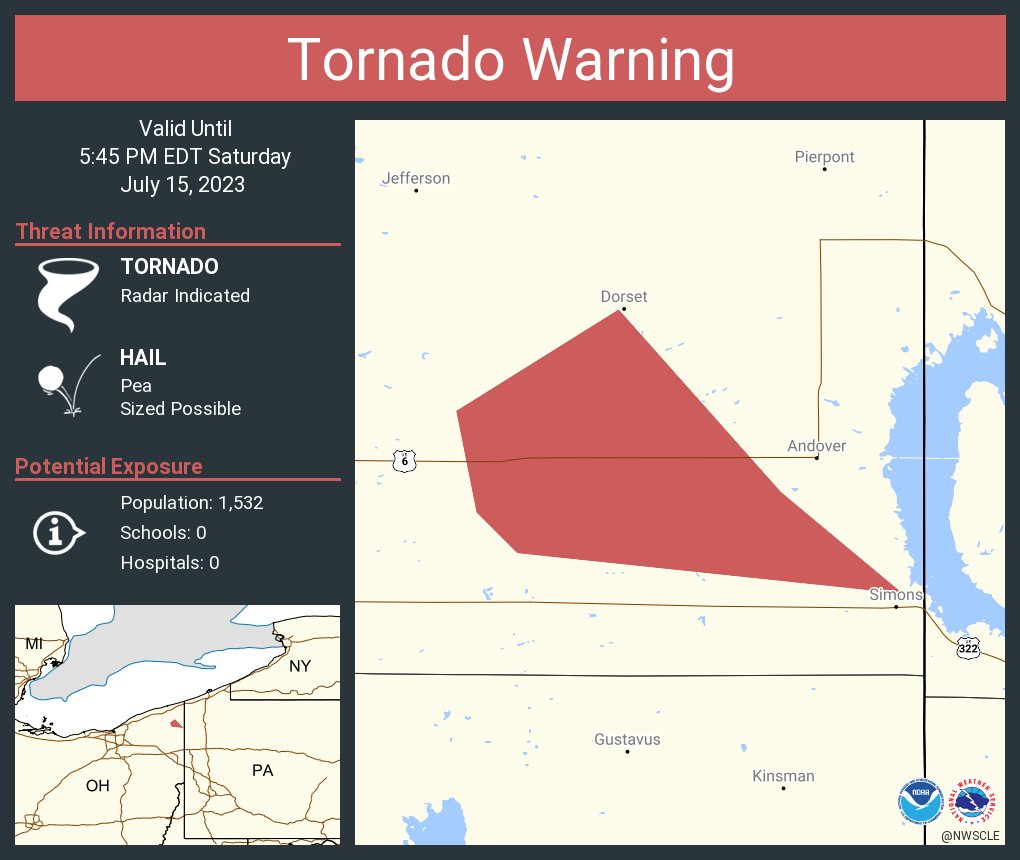 RT @NWStornado: Tornado Warning continues for Ashtabula County, OH until 5:45 PM EDT https://t.co/Xw9n6QI924