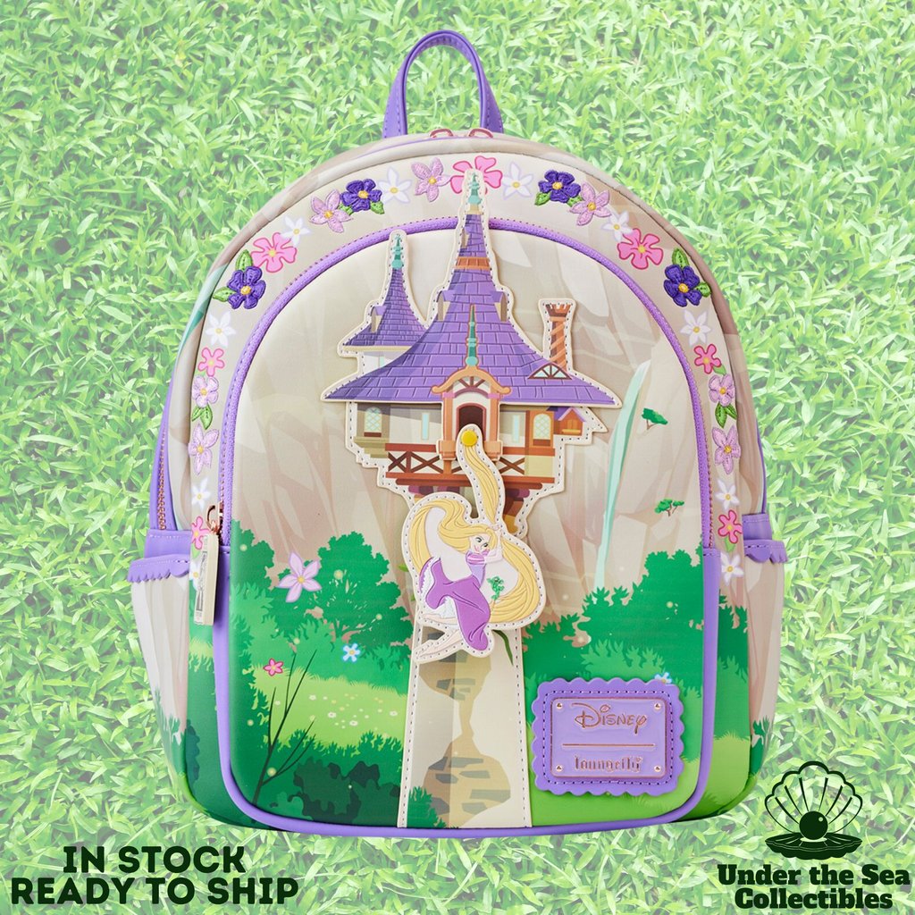 undertheseaco's tweet photo. Tangled Rapunzel Swinging From Tower Loungefly Mini Backpack available in stock and ready to ship at Under the Sea Collectibles https://t.co/6sPZkyV1Fx