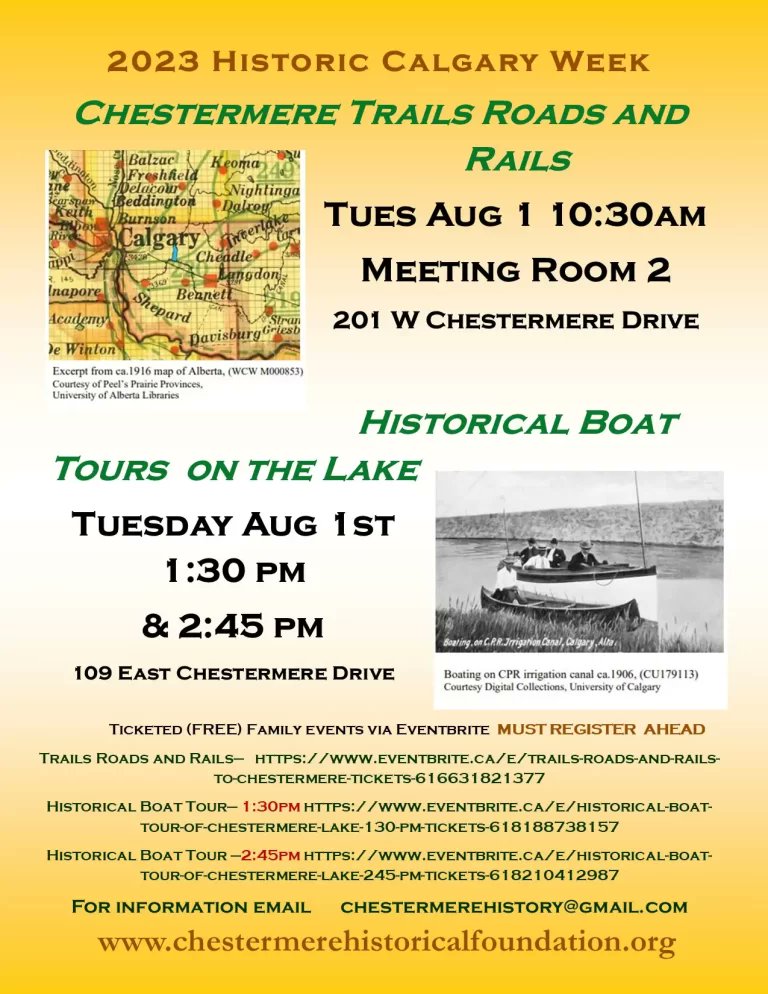 BarbaryChitah's tweet photo. Chestermere Historical Foundation Historic Calgary Week Events on Tuesday, August 1st @ChestermereF  @ChinookCHS  #HistoricCalgaryWeek https://t.co/JDm23msxug