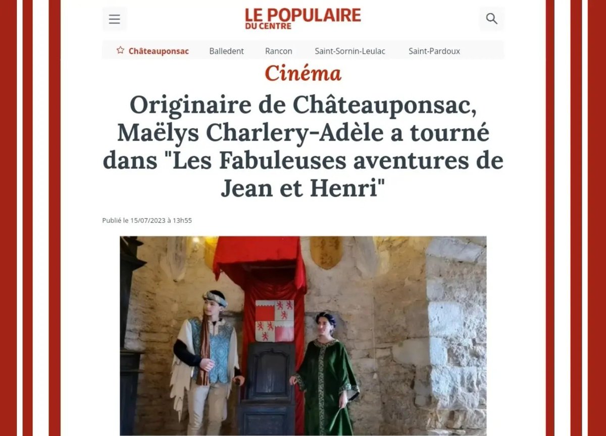 Fichtre ! Quelle aubaine de découvrir cet article : Le #Beaujolais s'exporte !

Merci <a href="/lepopulaire_fr/">Populaire du Centre</a> pour cet article sur notre film "la Seigneurie de Bailly" d'où est tiré le tome1 de la collection de livres des "Fabuleuses aventures de Jean et Henri" !
lepopulaire.fr/chateauponsac-…