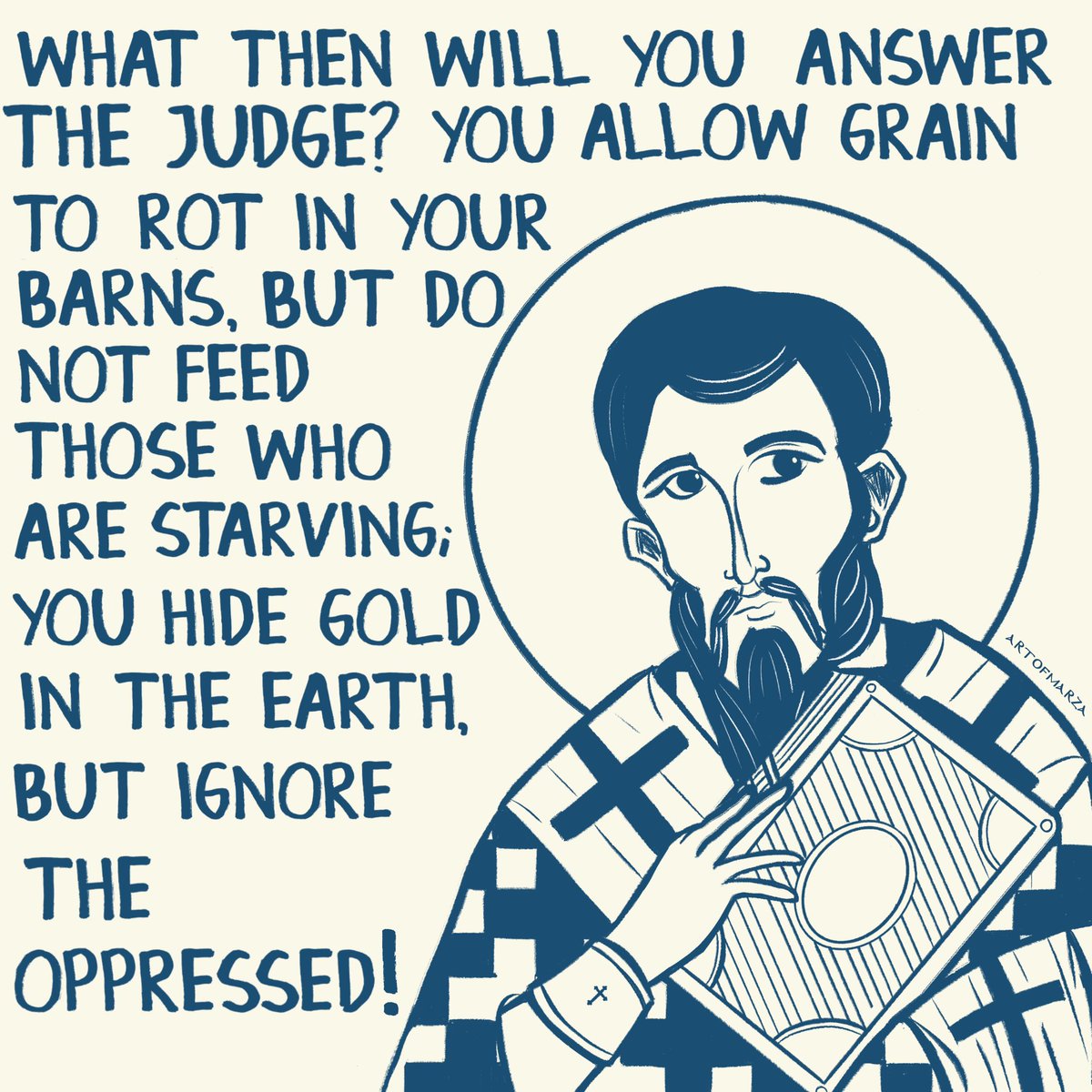 artofmarza's tweet image. Here’s what Saint Basil the Great has to say about hoarding wealth.