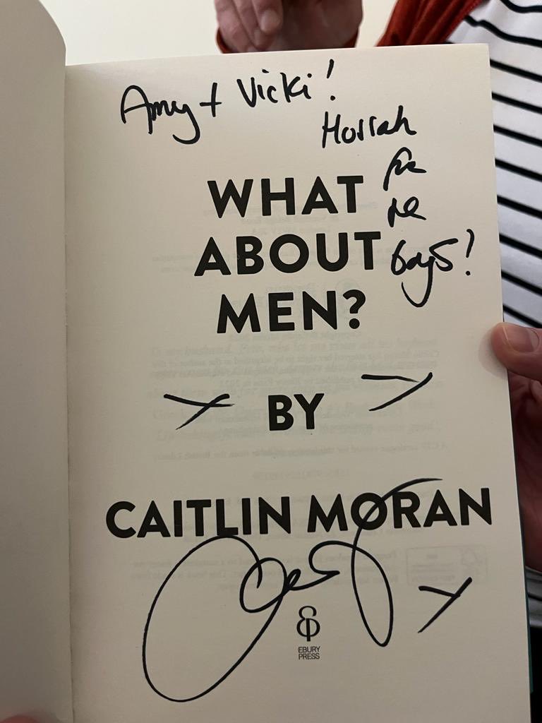 Fabulous night with the irrepressible, funny, warm and gracious ⁦@caitlinmoran⁩ talking about her new book What About Men? Me and ⁦@AmyECalder⁩ had a brief and lovely chat about #ImagineAMan #PositiveMasculinity #Feminism
