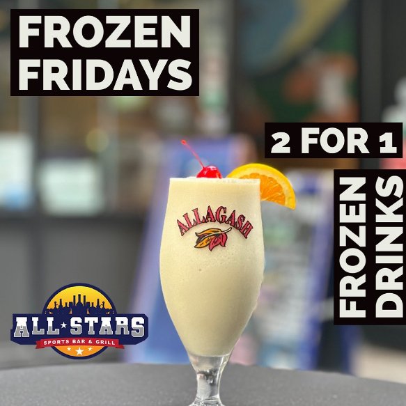 Summer is here! Get 2 for 1 Frozen Drinks at All Stars #Sportbar Strong Frozen #Margaritas , #PinaColodas , Strawberry Daiquiris & much much more !