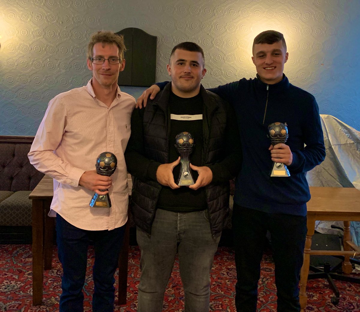WCWanderers1's tweet photo. Successful presentation/race night tonight to raise a bit of money for club. Well done to the 3 award winners. Now art on tarn to celebrate the season and the supplementary cup win properly #UTFC⚫️🔴 https://t.co/ng8RTQukV9