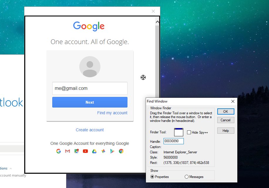 Did you know that the latest version of Outlook (LTSC) uses the Internet Explorer frame for the login dialog?