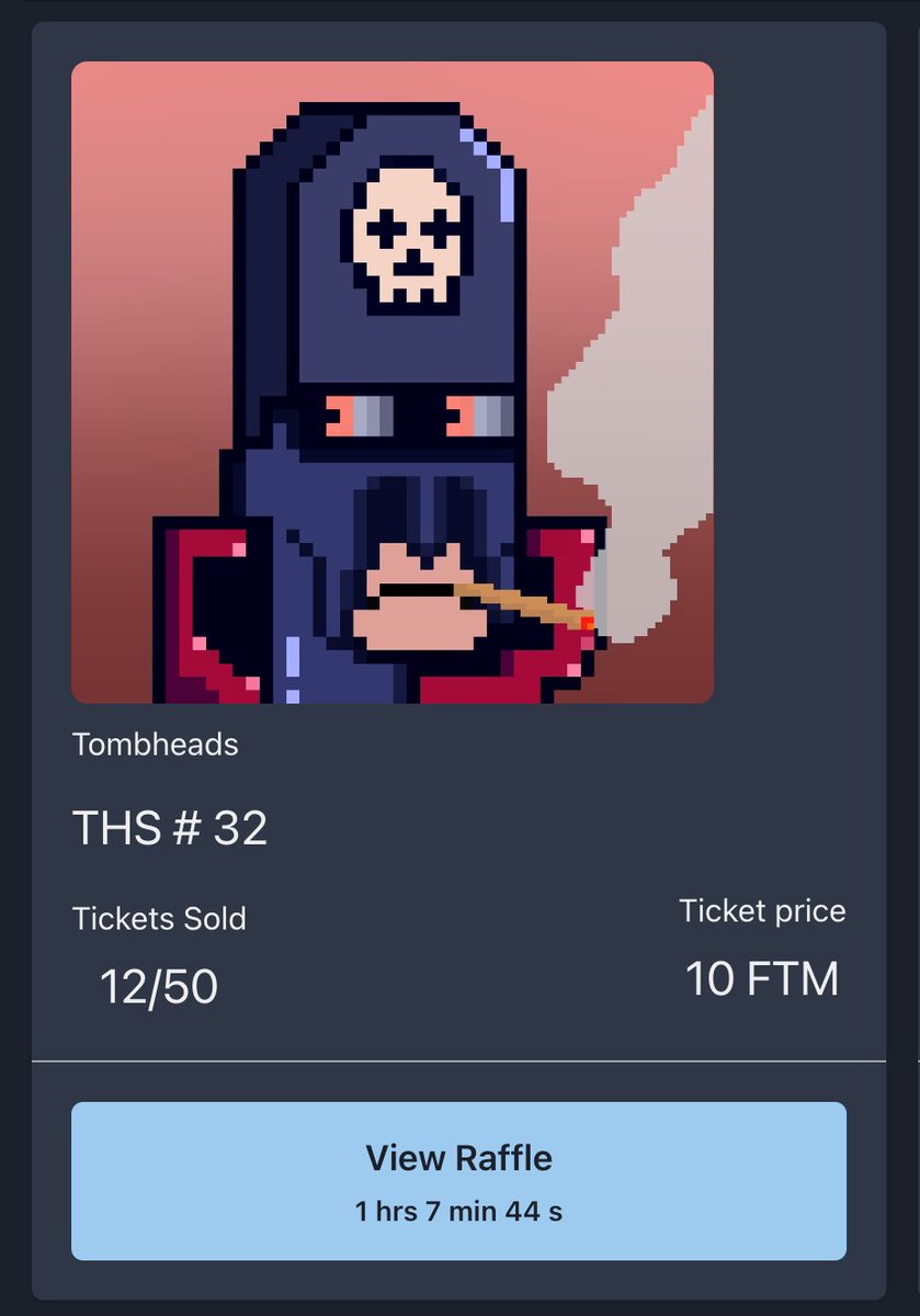 Just under an hour left for this <a href="/tombheads/">Zorro 🏴‍☠️</a> raffle to conclude and the odds are looking pretty darn good!

Get to it: jpegooor.com/raffle/327