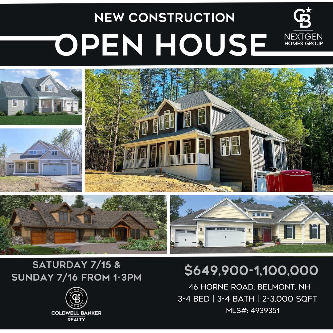 CBNextgen's tweet photo. Join us for an OPEN HOUSE at Windsor Woods SAT & SUN from 1-3PM! This stunning New Construction Development offers a lifestyle community with plenty of privacy in a beautiful location at the Lakes Region of NH. 6 lots are available ranging from $649,900 - $1,100,000. #CBNextGen https://t.co/FqGFzJq27a