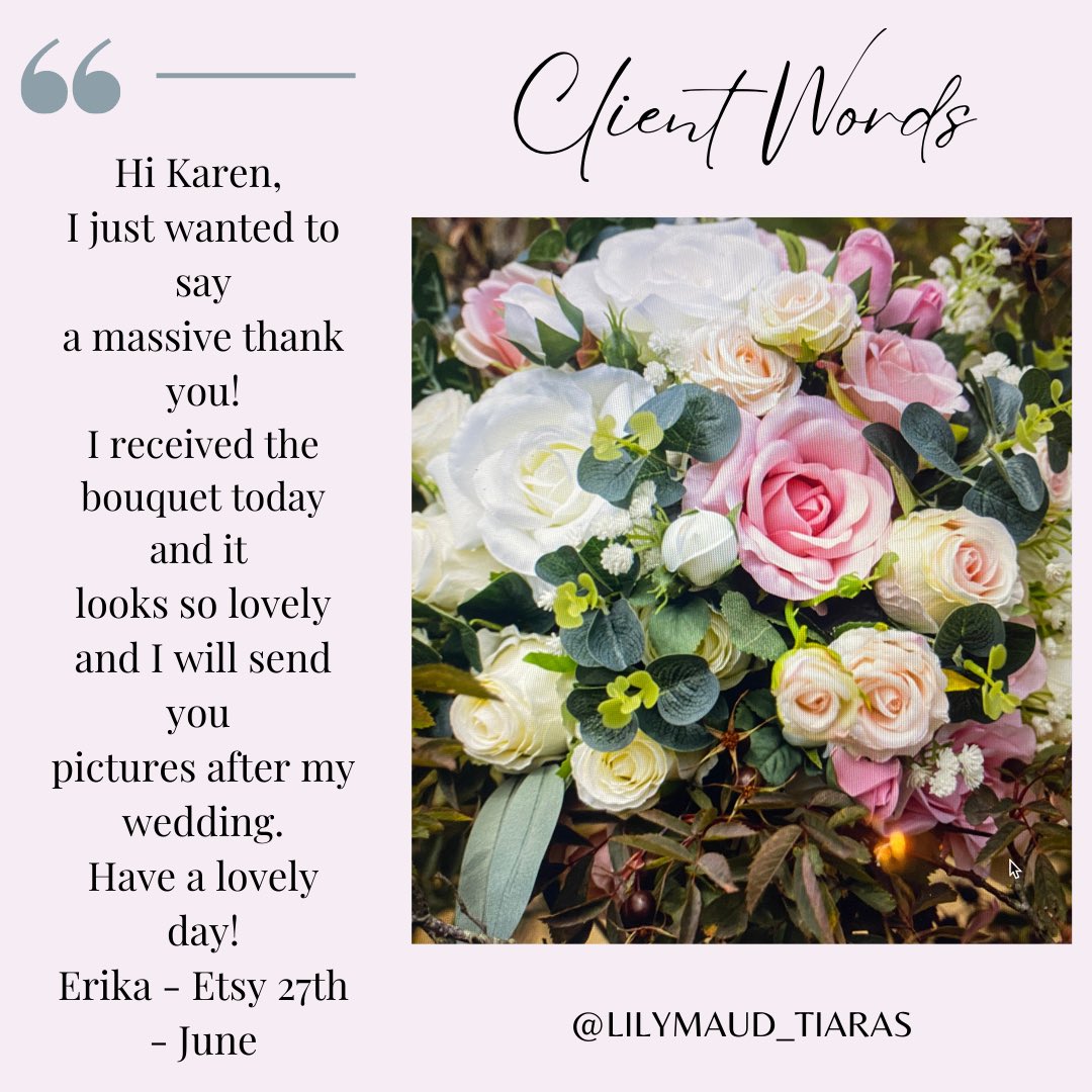 Another wonderful message from one of my lovely brides. Thank you so much Erika I can't wait to see the pictures on your day!!! 
Lily Maud Tiaras & Wedding Flowers, Christchurch, Dorset #lilymaud_tiaras #blushwedding #blushweddingtheme #blush #bridal #ukwedding #ukweddingflorist