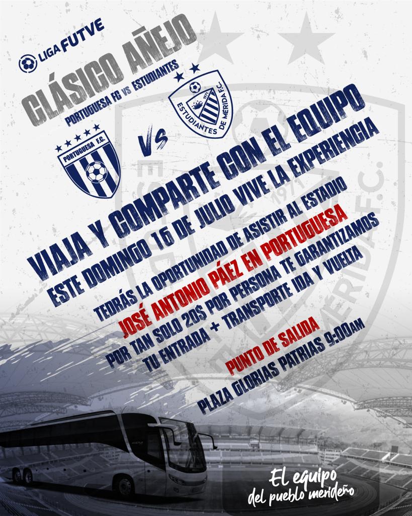 EstudiantesMEFC's tweet photo. 📢 ATENCIÓN ROJIBLANCOS📢

VIAJA Y COMPARTE CON EL EQUIPO DEL PUEBLO MERIDEÑO 🚎 

Por tan sólo 20$ podrás disfrutar de:
🎟 Entrada al partido
🚌 Transporte ida y vuelta

🗓 Día de salida: Domingo 16 de Julio
📍Punto de salida: Plaza Glorias Patrias 
⏰ Hora de salida: 9:00 AM https://t.co/uZyFaxhPDr
