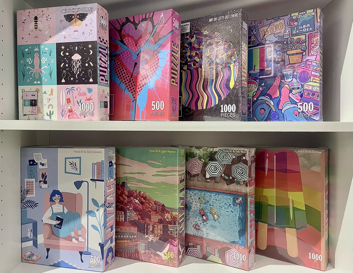 deboredpuzzles's tweet photo. Some of our faves for summer puzzle time 🧩☀️ what puzzle are you working on right now? 

#summertime #artwork #posters #wallart #artist #artistdesigned #cute #summervibes #kessco #deboredpuzzles https://t.co/ifU0xJz1jC