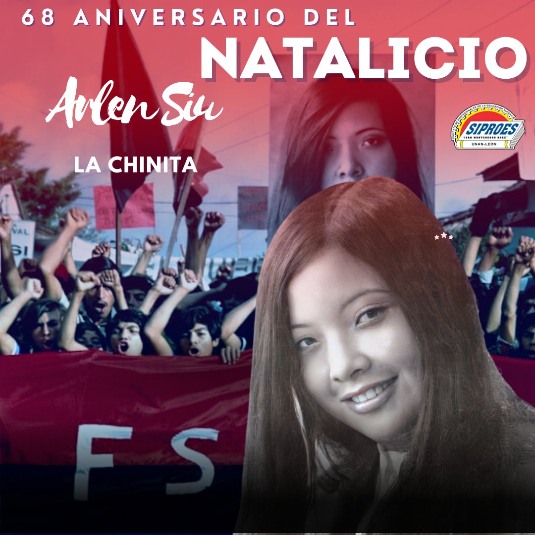 Un 15 de julio de 1955, nace en Jinotepe Arlen Siu Bermúdez, La Chinita; mostrando desde pequeña su gran amor por su patria y por la poesía por lo que le llevó a escribir el  poema que despues se hizo canción María Rural.
#4419SiempreVictoriosos #UnidosEnVictorias #LeonRevolucion