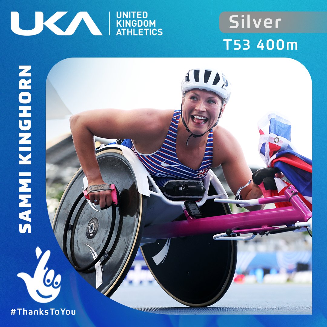 Completing a hat-trick of medals at #PARIS2023 👌

<a href="/Sam_Kinghorn/">Samantha Kinghorn</a> powers to silver in the T53 400m to continue her unbelievable run of form 🥈

#MakeAmazingHappen | #ThanksToYou |
<a href="/TNLUK/">The National Lottery</a>