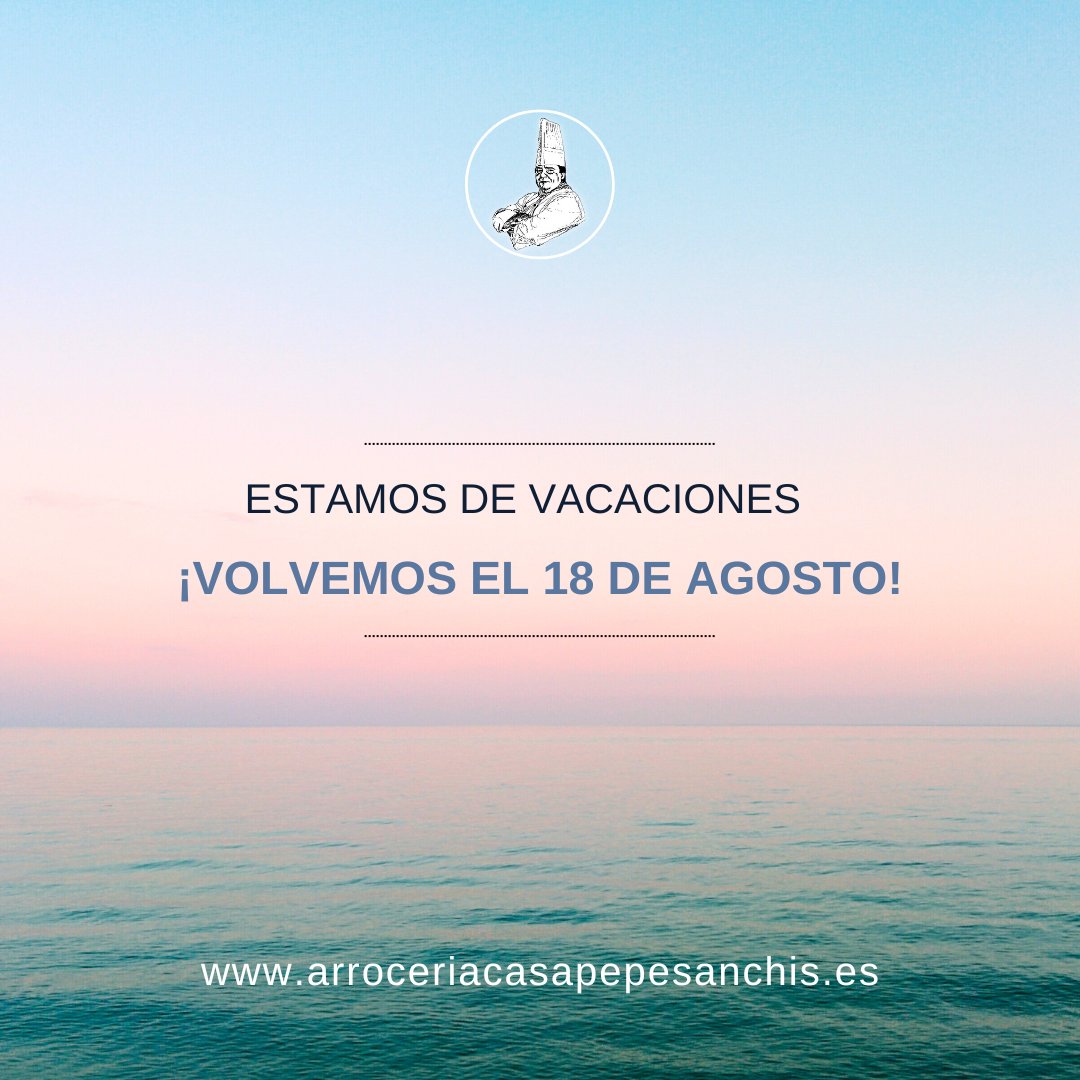 🌊✈🌞 𝗩𝗔𝗖𝗔𝗖𝗜𝗢𝗡𝗘𝗦 🌞🌍⛱

💭 RECUERDA
🔒 CERRADO: hasta el 1⃣6⃣ de agosto
👨‍🍳 ¡VOLVEMOS el 1⃣8⃣ de agosto! 🥘🔥

🏖 ¡Hasta prontito...#FELIZVERANO‼ 😉

🌐 arroceriacasapepesanchis.es

#FelizLunes #Verano #Vacaciones
#arroceria #CordobaEsp
#paella #arroz #Andalucía #foodie
