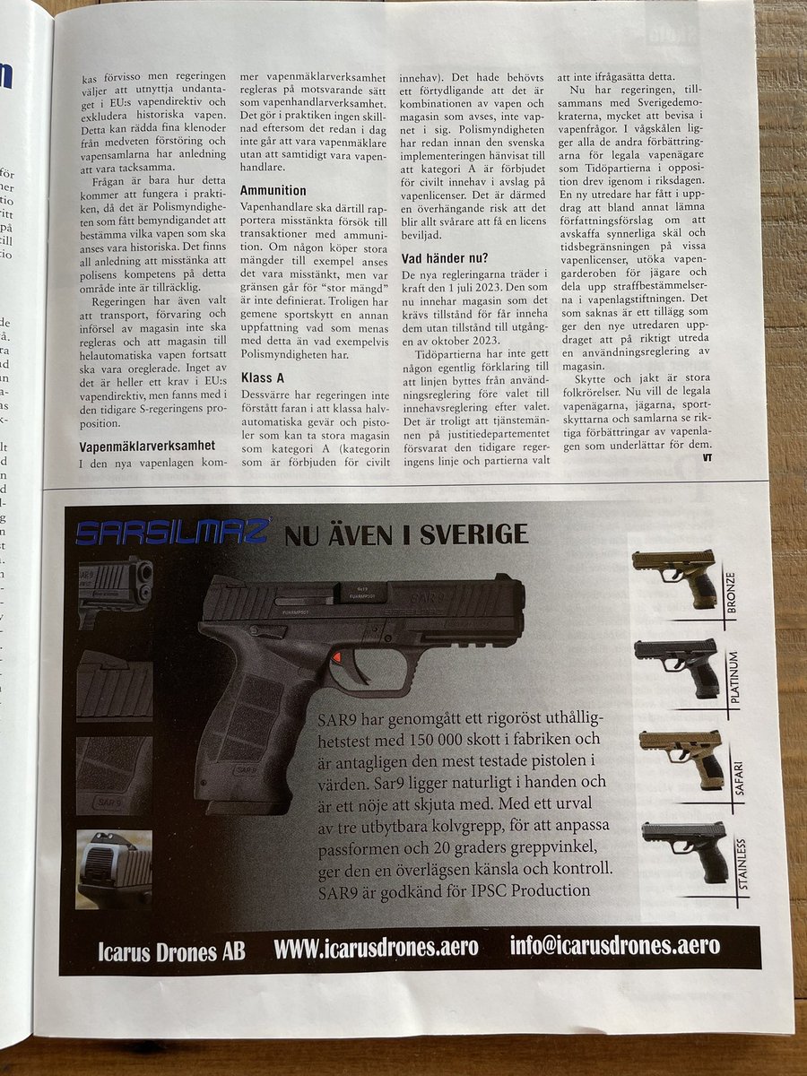 PiaClerte's tweet photo. Ni läser väl Vapentidningen? 

I senaste utgåvan (nr 5 - 2023) går jag igenom implementeringen av vapendirektivet och konsekvenserna av den valda innehavsregleringen. https://t.co/PQE1SgOyZo