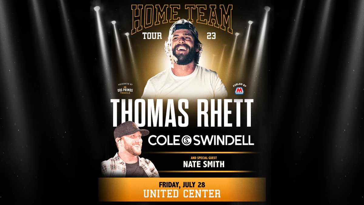 UnitedCenter's tweet photo. GIVEAWAY: Retweet this and follow @UnitedCenter on Twitter for a chance to win two tickets to see @ThomasRhett, @ColeSwindell + @NateSmithSongs on July 28! #HomeTeamTour23

⏰ Enter by July 21 (2 PM CT)
🏆 One randomly selected winner will be shared in a quote tweet on July 21 https://t.co/cTrIDmEa9O