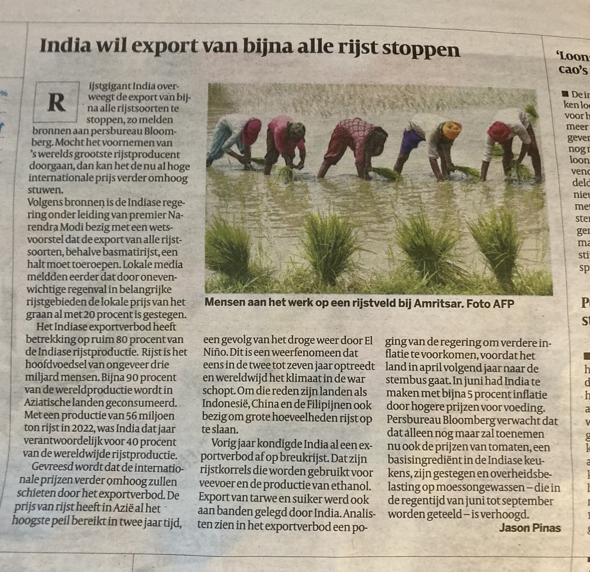 De vraag rijst waar we dan nasi van maken….