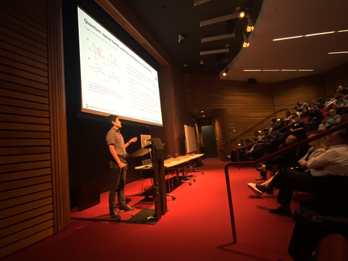 QSAcenter's tweet photo. .@UNM Akimasa Miyake with the latest updates from the Algorithms and Applications Topical Group @QSAcenter.

“A key area is scientific discovery 💡with quantum platforms, simulation for chemistry 🧪 ⚛️ and materials…”

#QSAmeeting https://t.co/xJp6lSwTeA