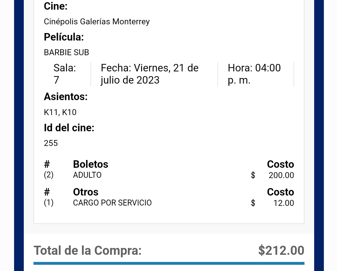 NeonSentient's tweet photo. Hi. Si alguien quiere boletos para Barbie subtitulada el viernes 21 a las 4 en Cinepolis Galerias, me avisa. Me cambiaron los planes 🥺 https://t.co/YhOFbwDXsa
