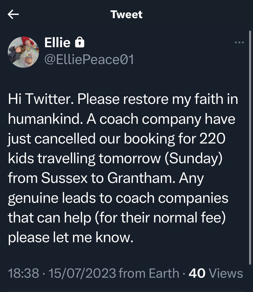 Hello dear peeps. The school my wife works at is in a bit of a pickle and we wondered if anyone could help. By way of a coach, for tomorrow. Here’s hoping xx