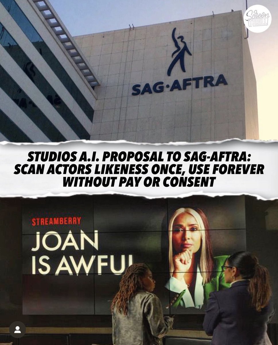 A.I. needs to be slowed.  Actors are working hard.  It starts with the background actors.  Next: A list actors.  Then A.I. creates the “perfect” actor. Everyone needs to watch Terminator again.