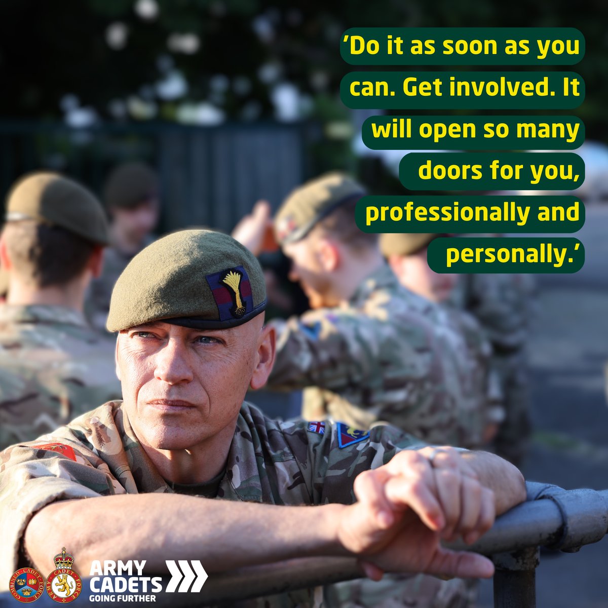 'Do it as soon as you can. Get involved! It will open so many doors for you professionally and personally.' - 2Lt Ed Knott 

#armycadetsuk #mondaymotivation