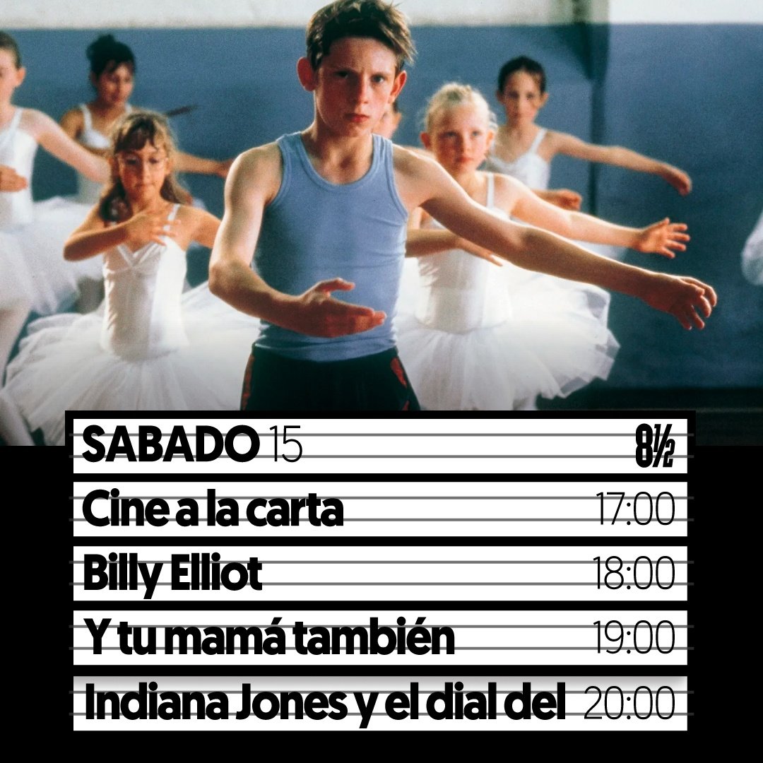 8medio's tweet photo. #HOY #JUL15 

17H00 l #JuegoDeGemelas de Nancy Jane Meyers, EEUU, 1998.

18H00 l #BillyElliot de Stephen Daldry, UK, 2000.
 
19H00 l #YTuMamáTambién 
Alfonso Cuarón, México, 2001, 105 min.

20H00 l #IndianaJonesyElDialDelDestino de James Mangold, EEUU, 2023, 154 min.

#VenAl8 https://t.co/kmEDBKTiZL