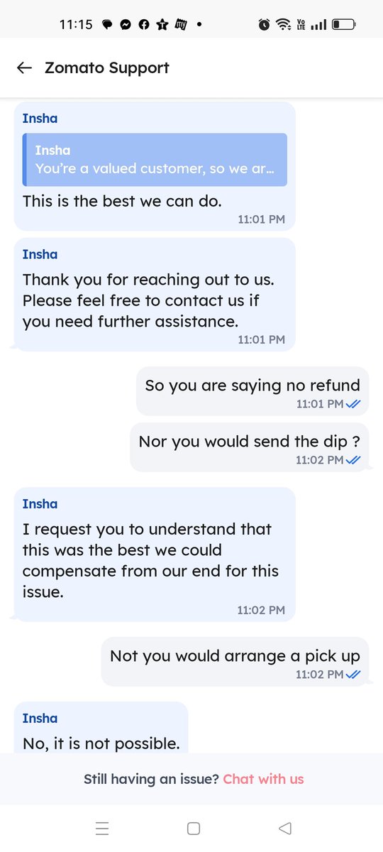 Jerusha_R1's tweet photo. @zomato This is how Zomato Treats incomplete orders. Customer service agents are in a hurry to cut off the conversations. They ask to adjust dinners after paying in advance &amp; giving incomplete order. Rice without gravy &amp; momos without dips cannot be considered as complete orders https://t.co/MX9trdcbbo