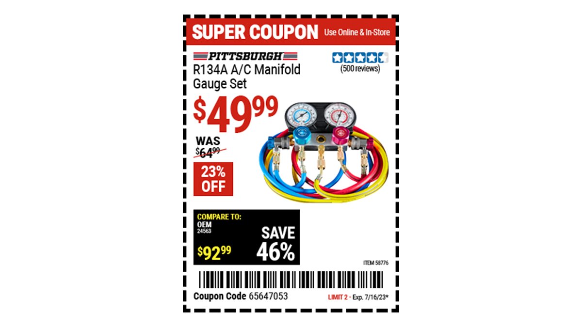 Harbor Freight on Twitter "Buy the PITTSBURGH R134A A/C Manifold Gauge