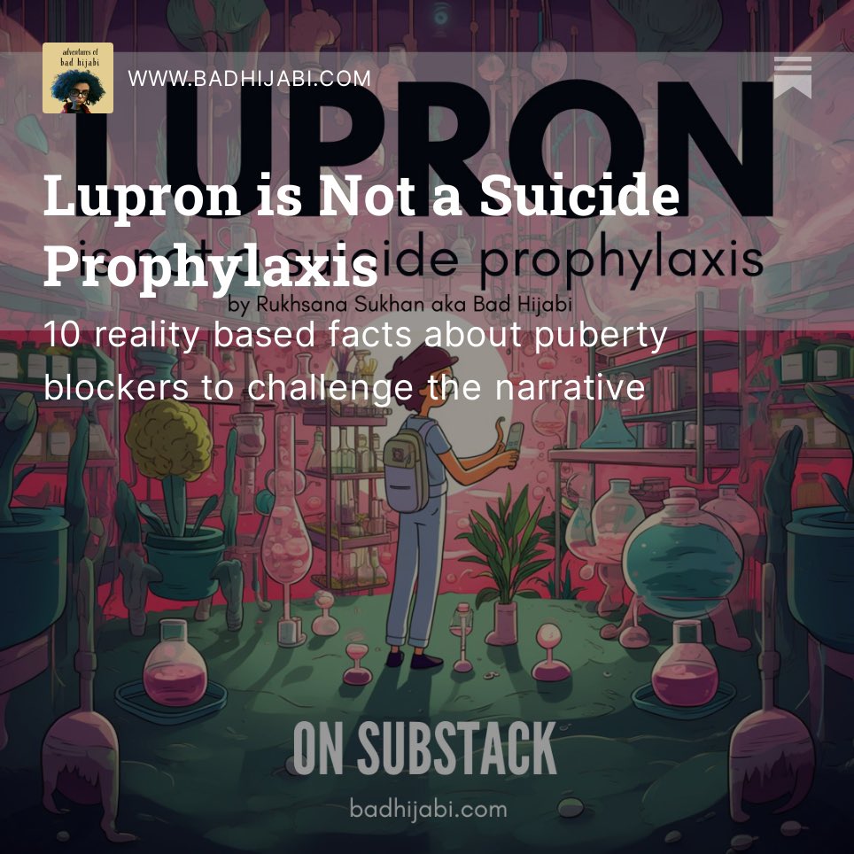 TEN FACTS ABOUT PUBERTY BLOCKERS
1. Puberty Blocker (PuBl) is on the Hazardous Drugs List
2. PuBl has a 3 decades long history of significant + severe iatrogenic harm
3. PuBl was intended to be a compassionate option to surgical castration
4. No valid + reliable evidence exists