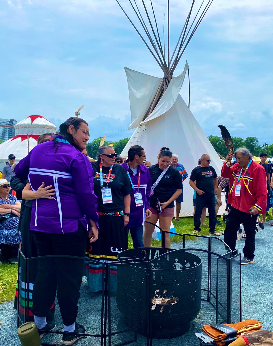 There is a lot happening at the @NAIG2023 Cultural Village! The #SacredFire is lit and setting the stage for an exciting week of #IndigenousSport