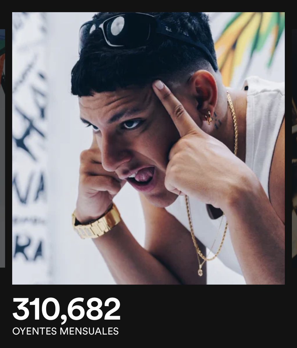 LaCruzData's tweet photo. .@AlfonsoLaCruzz ha superado los 300k oyentes mensuales en Spotify. https://t.co/yxSH8ifRAe