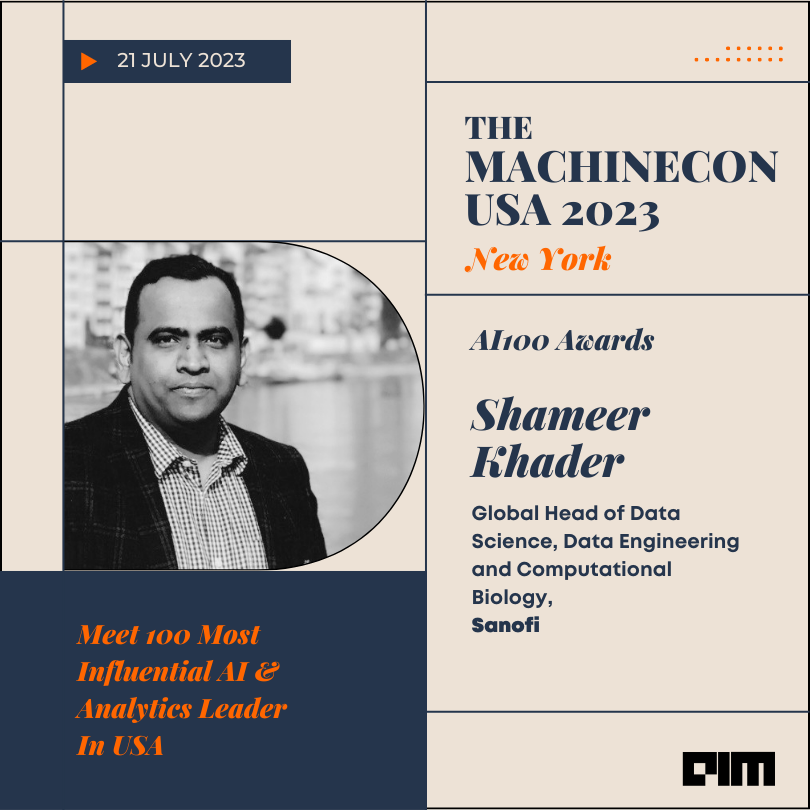 Analyticsindiam's tweet image. We are ecstatic to announce that @kshameer, Global Head of Data Science, Data Engineering and Computational Biology at @sanofi, has been chosen as one of the distinguished winners of the AI100 Awards at #MachineConUSA 2023! 🏆👏

Details: lnkd.in/g8NP3-yN