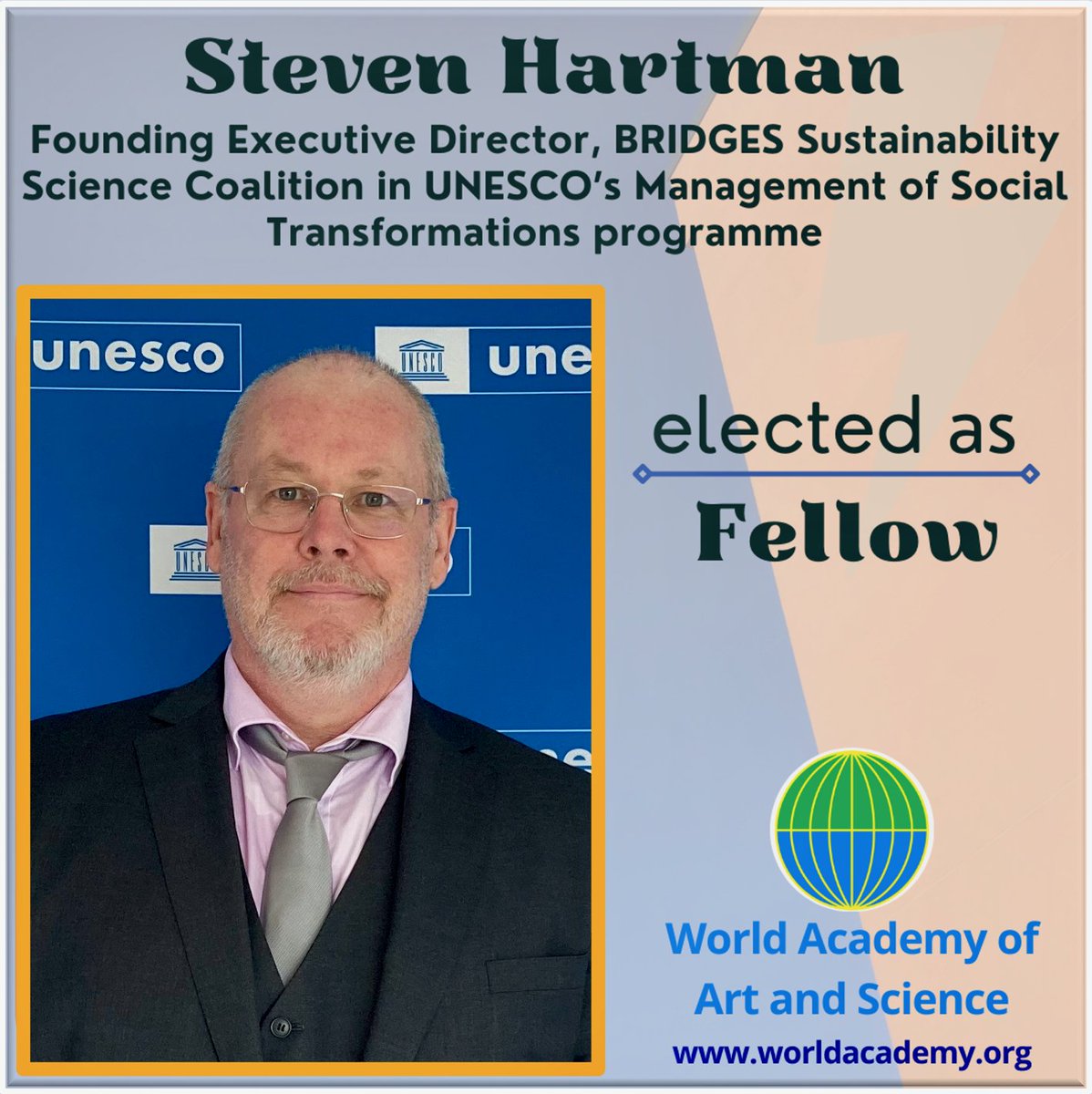 Happy to share this World Academy of Art and Science announcement. It's an honor to join the community of #WAAS Fellows. 

#UNESCO #BRIDGES
