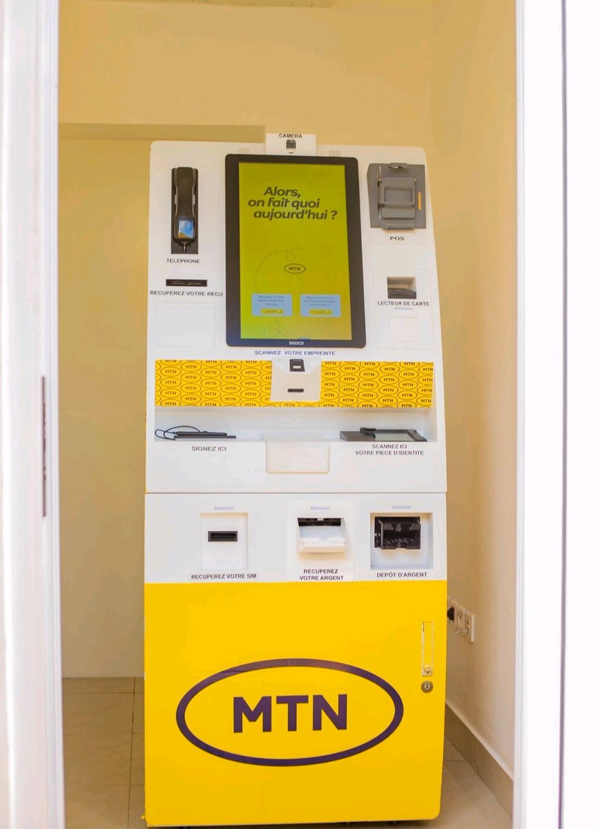 Un distributeur automatique de billets de MTN.

Avancée technologique ou menace sociale (chômage en téléchargement) ?

Mettez 👍 pour l'avancée technologique 

Et 💔 pour le chômage des agents de kiosque Mobile Money.

💟 parce que le monde doit évoluer !

(Image du Bénin)