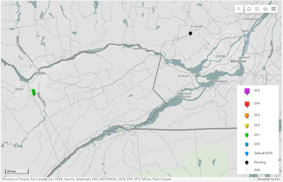 westernuNTP's tweet photo. The NTP damage survey and analysis for the Barrhaven area of Ottawa has wrapped up and it was a complicated one: two tornadoes, with the 2nd crossing the path of the 1st. We still have some analysis to do so lengths/widths are preliminary. Details here: https://t.co/jAFW1JoAk9

Note that the confirmed Mirabel, QC tornado is included with this blog post as well, and that it is Quebec's first documented tornado of the year. A rather quiet tornado season in that province so far. Let's hope it stays that way!

#ONstorm #meteoQC