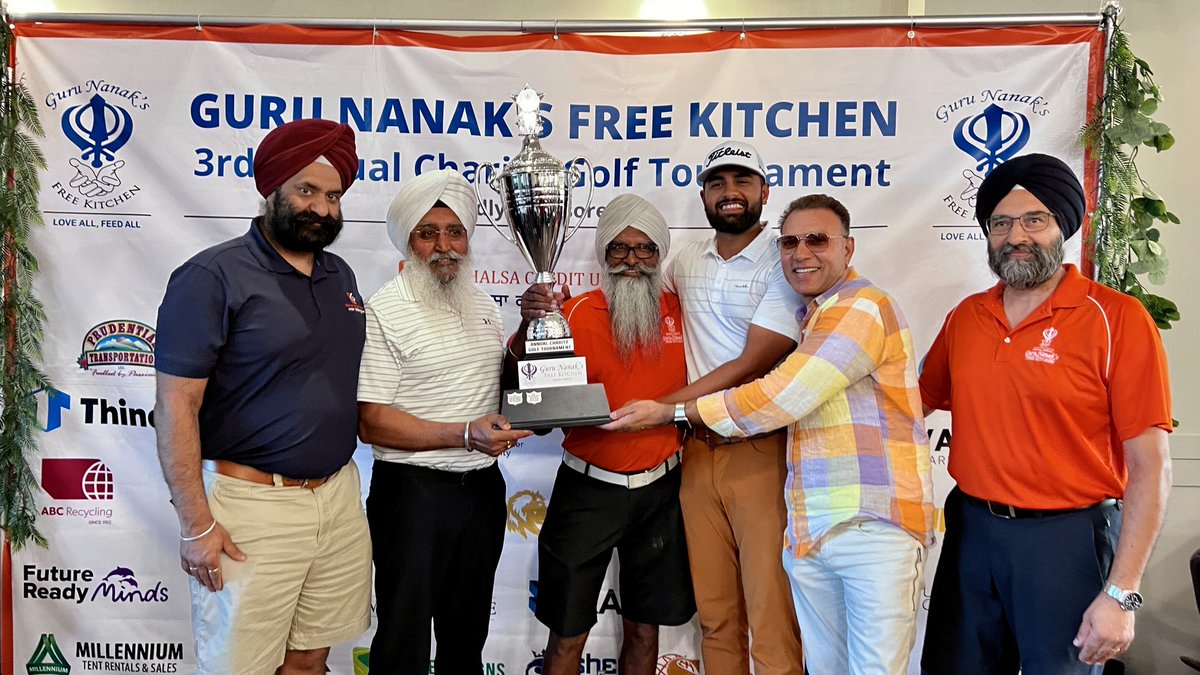 Team of Golfer Charn Grewal, Shawn Sian, Sukh Panther and Tanvir Kahlon won the 3rd Annual Charity Golf Tournament hosted by Guru Nanak’s Free Kitchen on July 14 at Mayfair Lakes Golf and Country Club. @GNFKCanada #Sikh