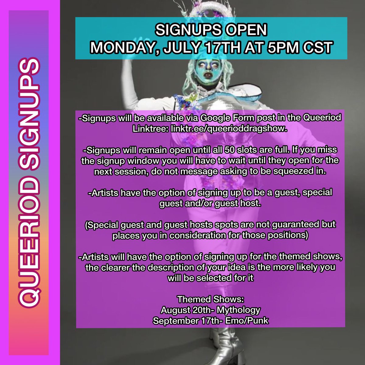 ‼️QUEERIOD SIGNUPS OPEN MONDAY JULY 16TH AT 5PM CST‼️ Yes, the moment you’ve been waiting for is almost here! Signups for August/September 2023 will open on MONDAY! ✨please read ALL of the info before asking questions ✨
