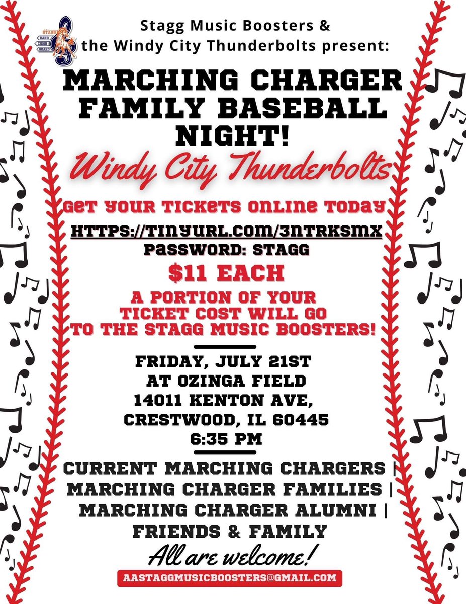 Get your tickets before Wednesday for the Marching Charger Windy City Thunderbolts event! The game is this Friday, July 21st! Password is STAGG 
wc1.glitnirticketing.com/wcticket/web/l…
