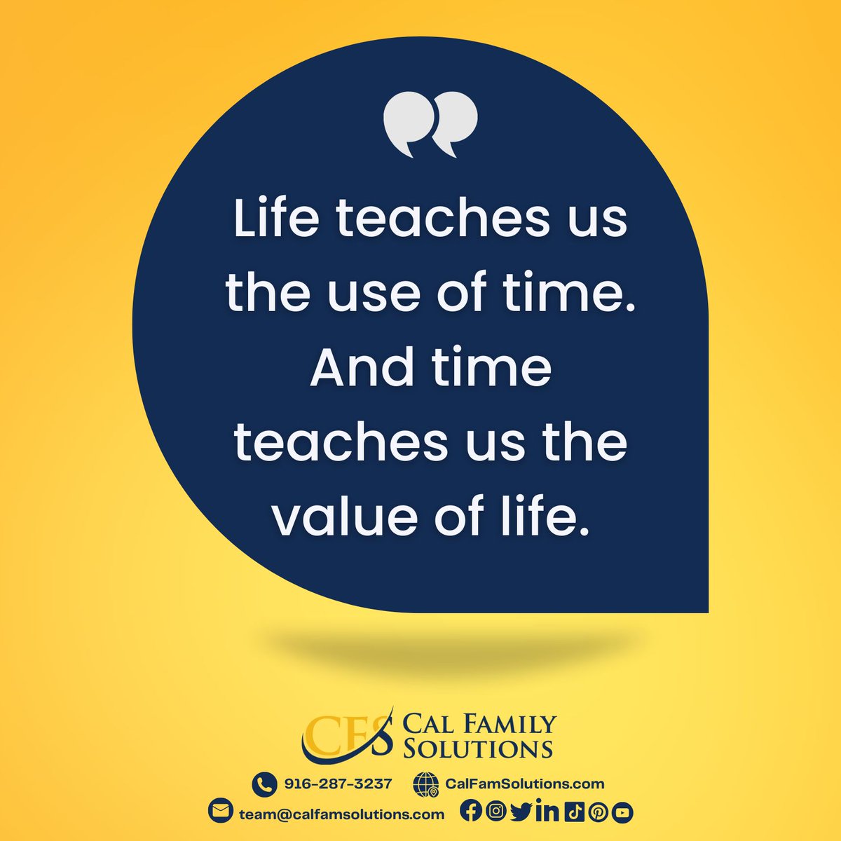CalFamSolutions's tweet image. "Life teaches us the use of time. And time teaches us the value of life." 🧘‍♂️⏳🌱
#LifeLessons #TimeManagement #ValueOfTime #ValueOfLife #TimeTeaches #CalFamilySolutions  #divorcequote #divorce #happiness #singleparent #lifecoachforwomen #lifeafterdivorce